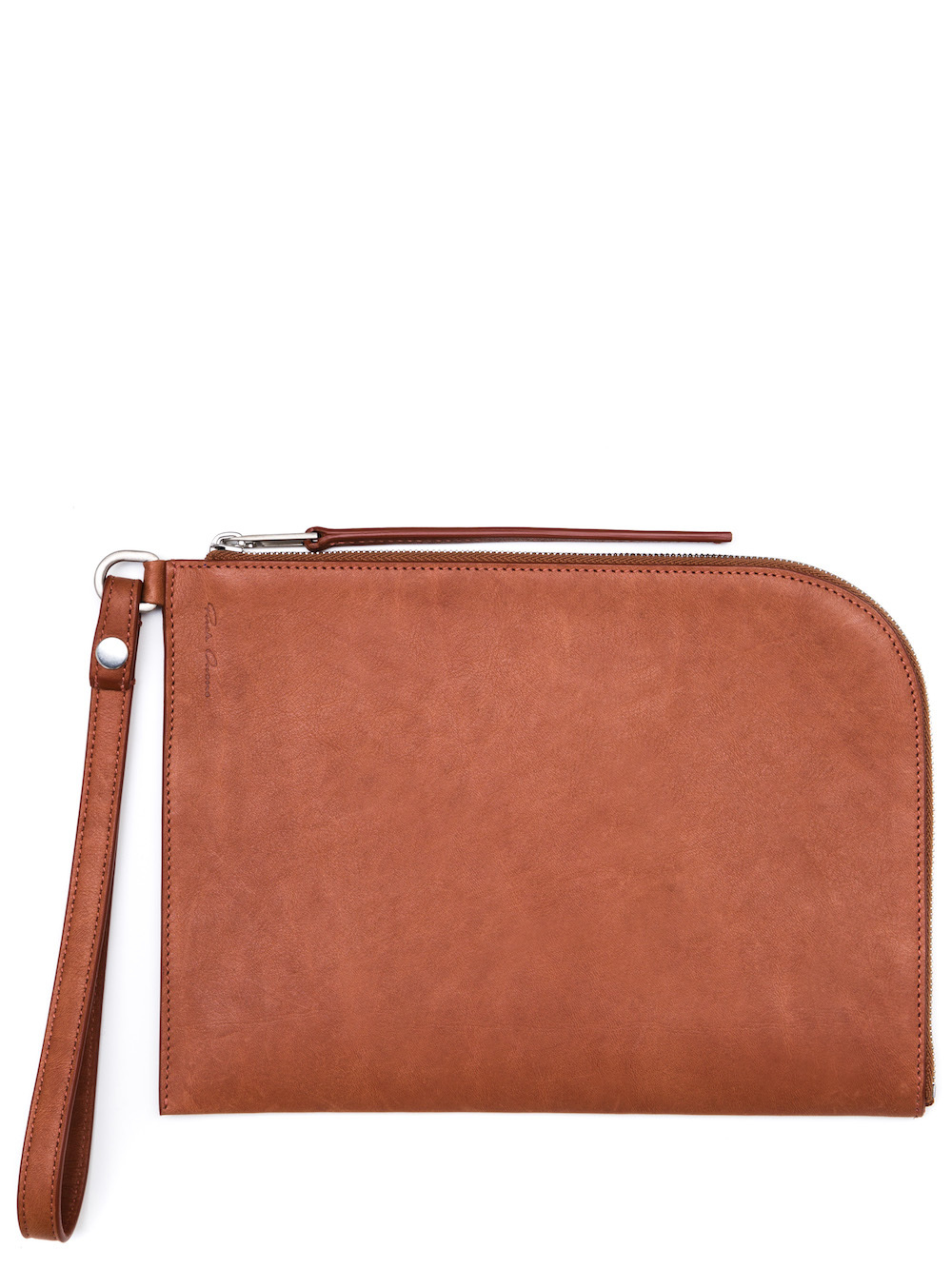 RICK OWENS MEDIUM ZIPPED POUCH IN CINNAMON