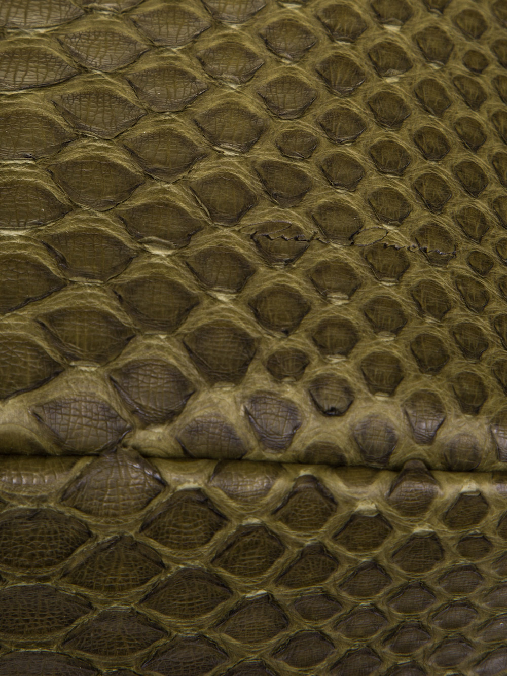 RICK OWENS BIG TOILETRY BEAUTY CASE IN DIRTY GREEN PYTHON
