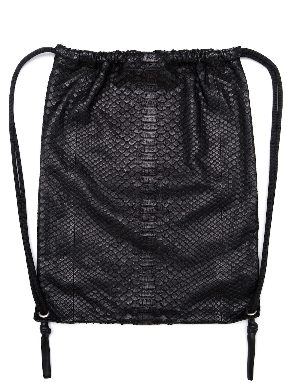 RICK OWENS DRAWSTRING BACKPACK IN BLACK PYTHON