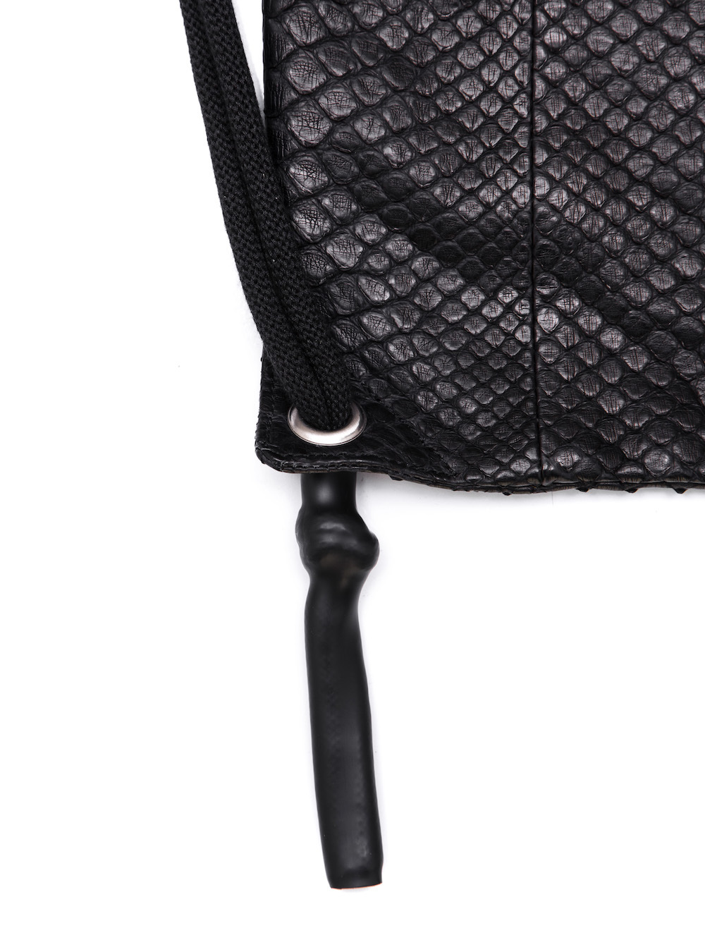 RICK OWENS DRAWSTRING BACKPACK IN BLACK PYTHON