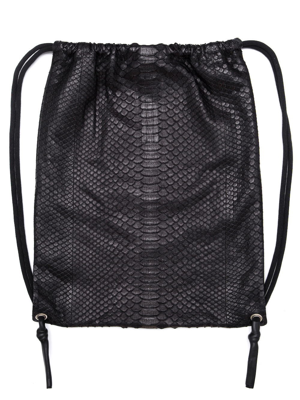 RICK OWENS DRAWSTRING BACKPACK IN BLACK PYTHON