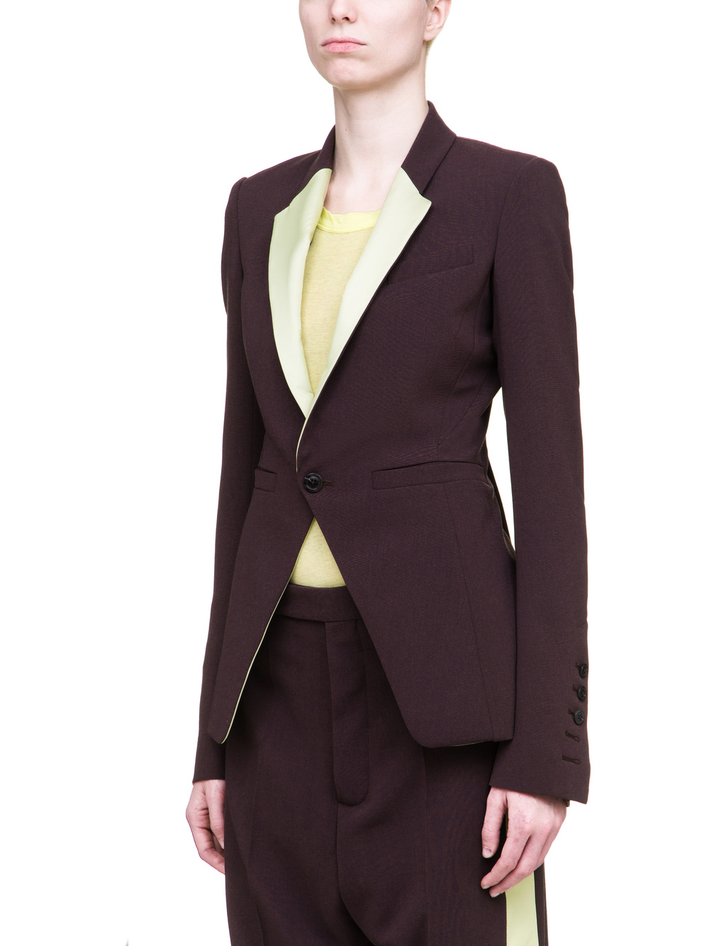 RICK OWENS SOFT SHORT BLAZER IN RAISIN PURPLE LIGHT CREPE WOOL