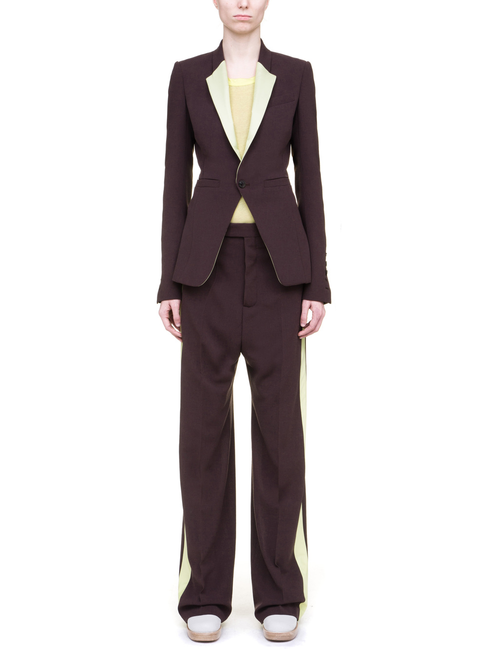 RICK OWENS SOFT SHORT BLAZER IN RAISIN PURPLE LIGHT CREPE WOOL