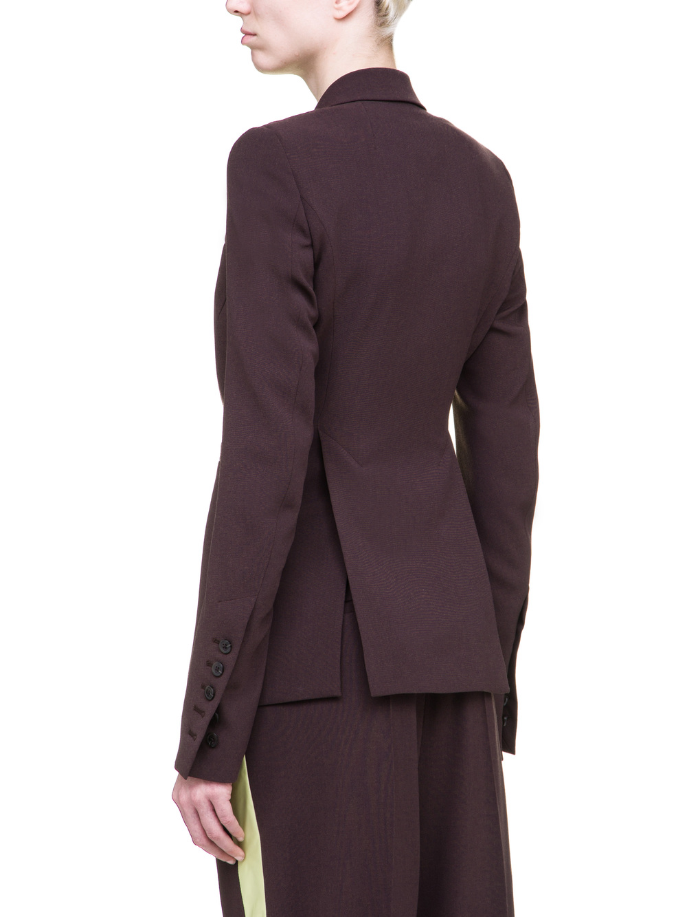 RICK OWENS SOFT SHORT BLAZER IN RAISIN PURPLE LIGHT CREPE WOOL