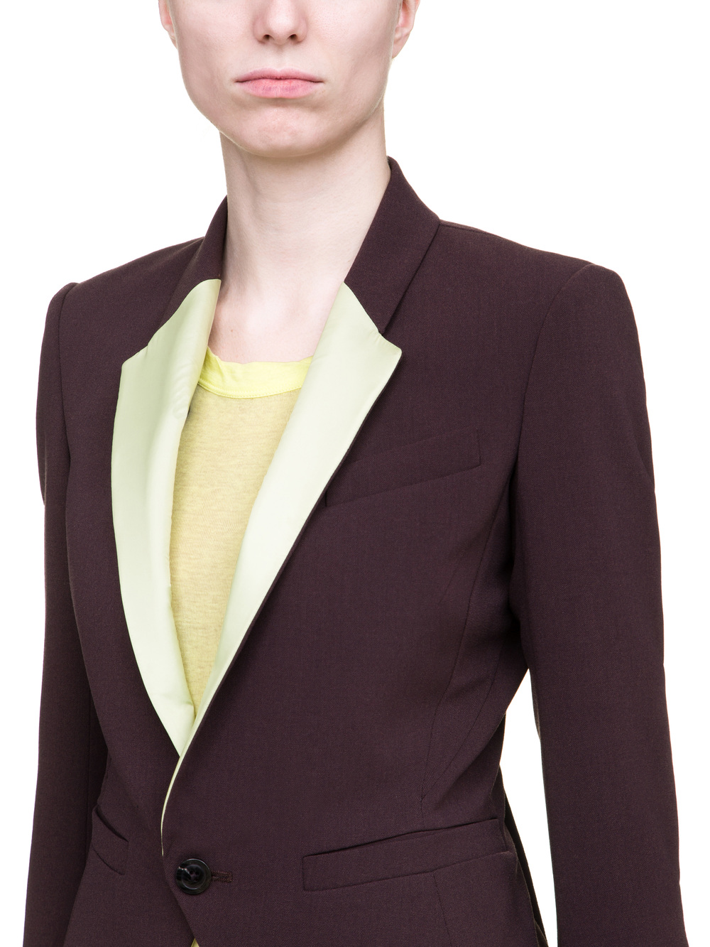 RICK OWENS SOFT SHORT BLAZER IN RAISIN PURPLE LIGHT CREPE WOOL