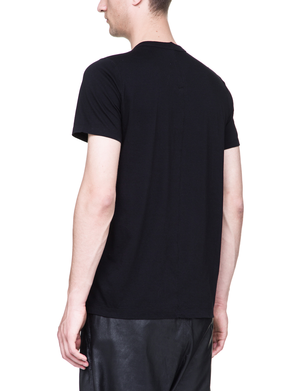 RICK OWENS LEVEL TEE IN BLACK MEDIUMWEIGHT COTTON JERSEY