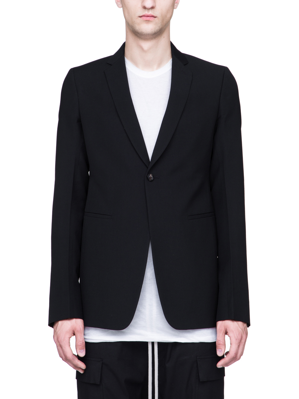 RICK OWENS SOFT BLAZER IN BLACK WOOL