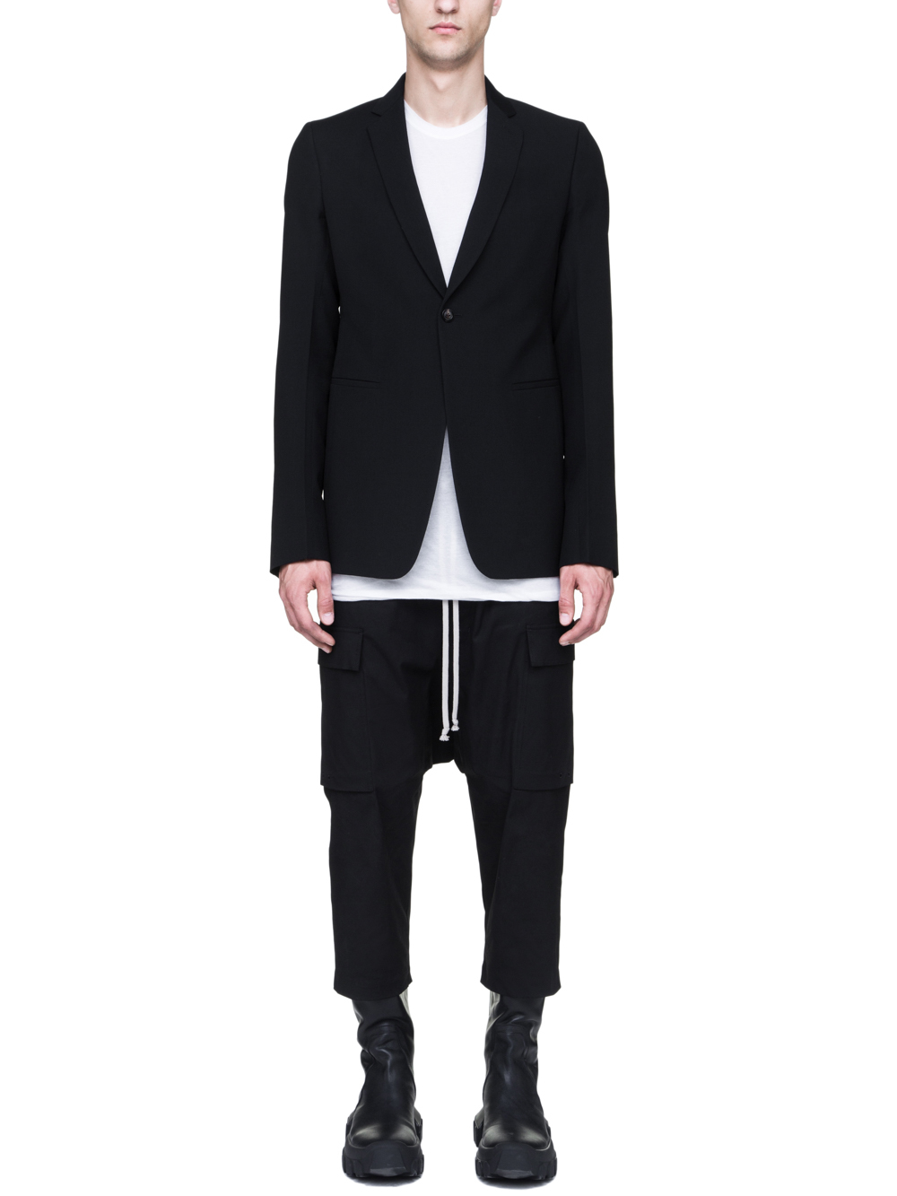 RICK OWENS SOFT BLAZER IN BLACK WOOL