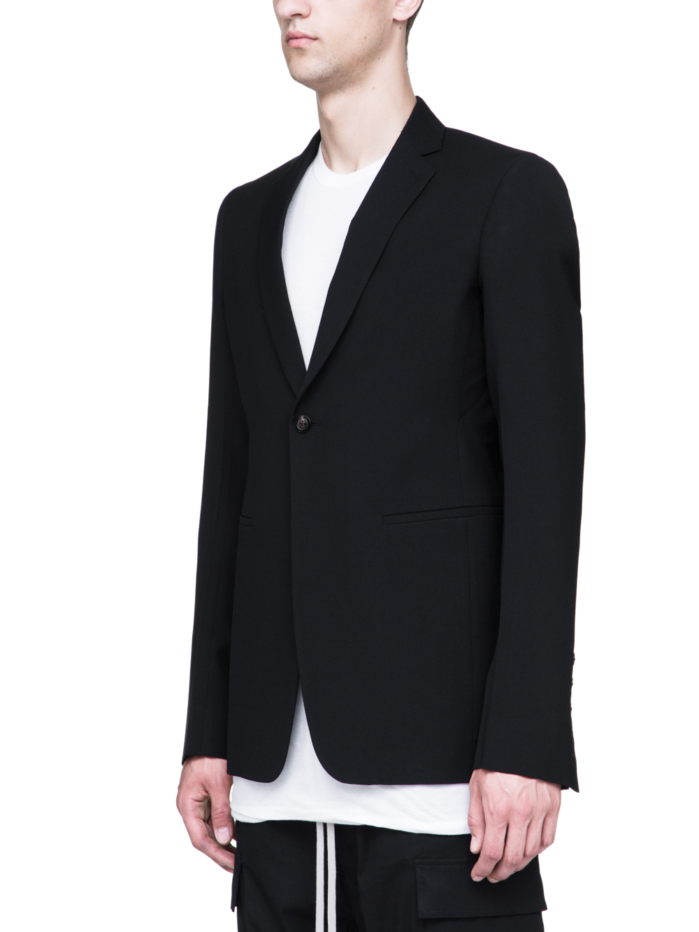 RICK OWENS SOFT BLAZER IN BLACK WOOL