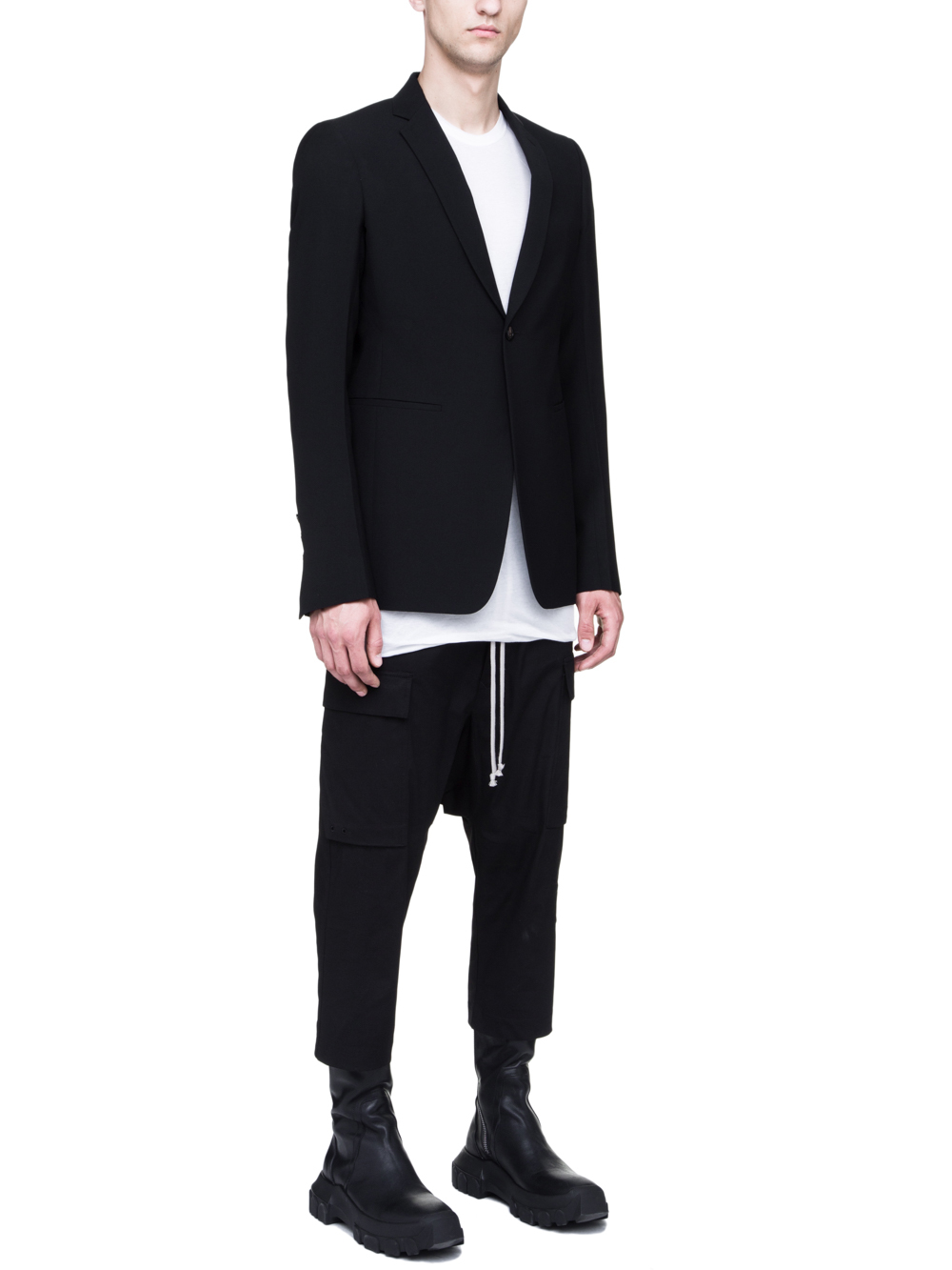 RICK OWENS SOFT BLAZER IN BLACK WOOL