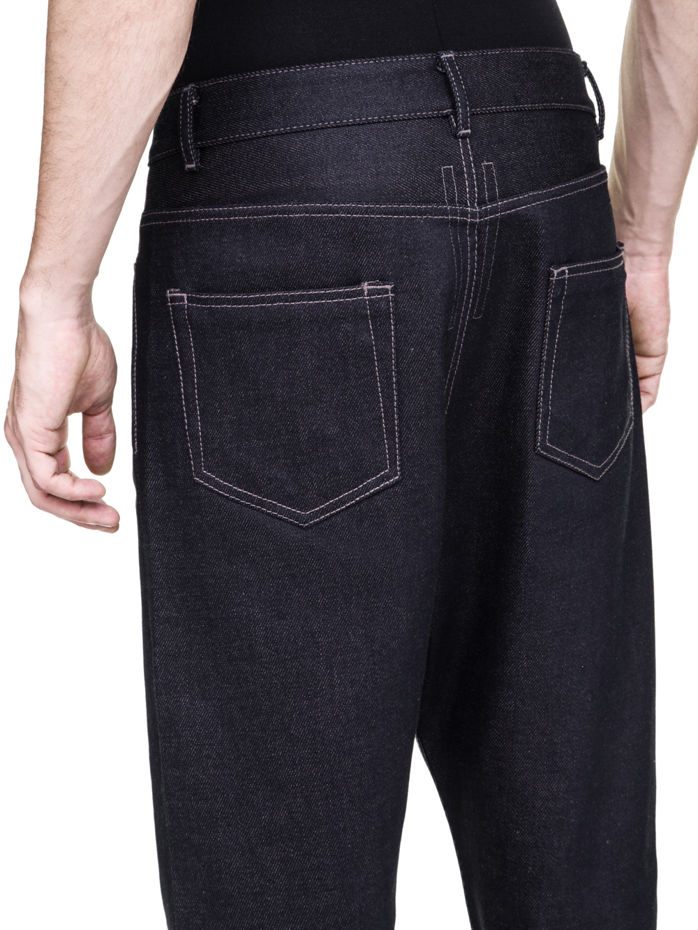 RICK OWENS OFF-THE-RUNWAY COLLAPSE JEANS IN 18OZ INDIGO DENIM