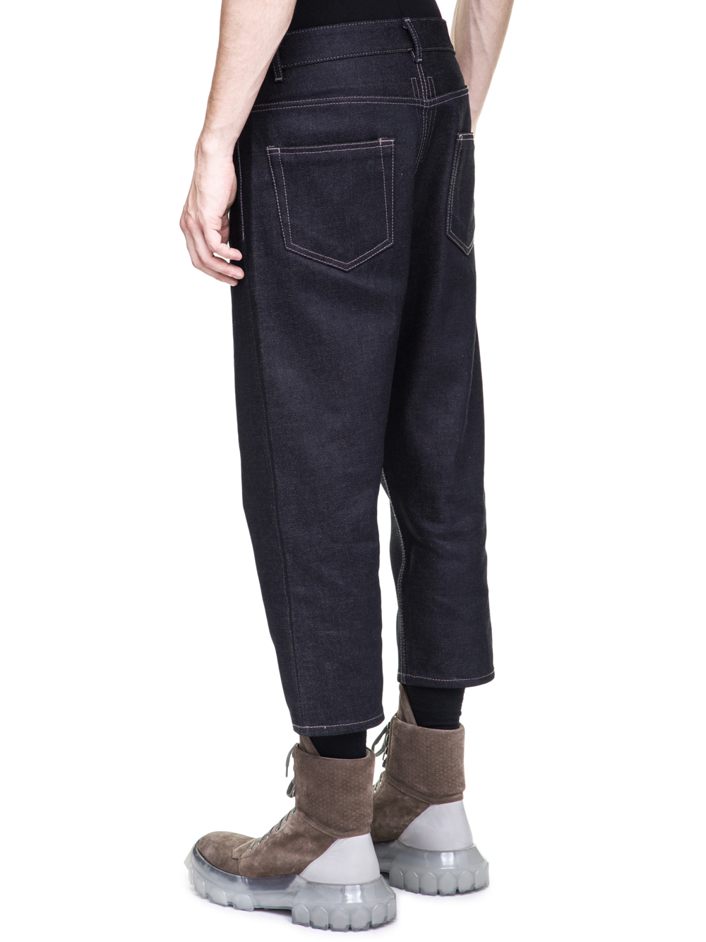 RICK OWENS OFF-THE-RUNWAY COLLAPSE JEANS IN 18OZ INDIGO DENIM