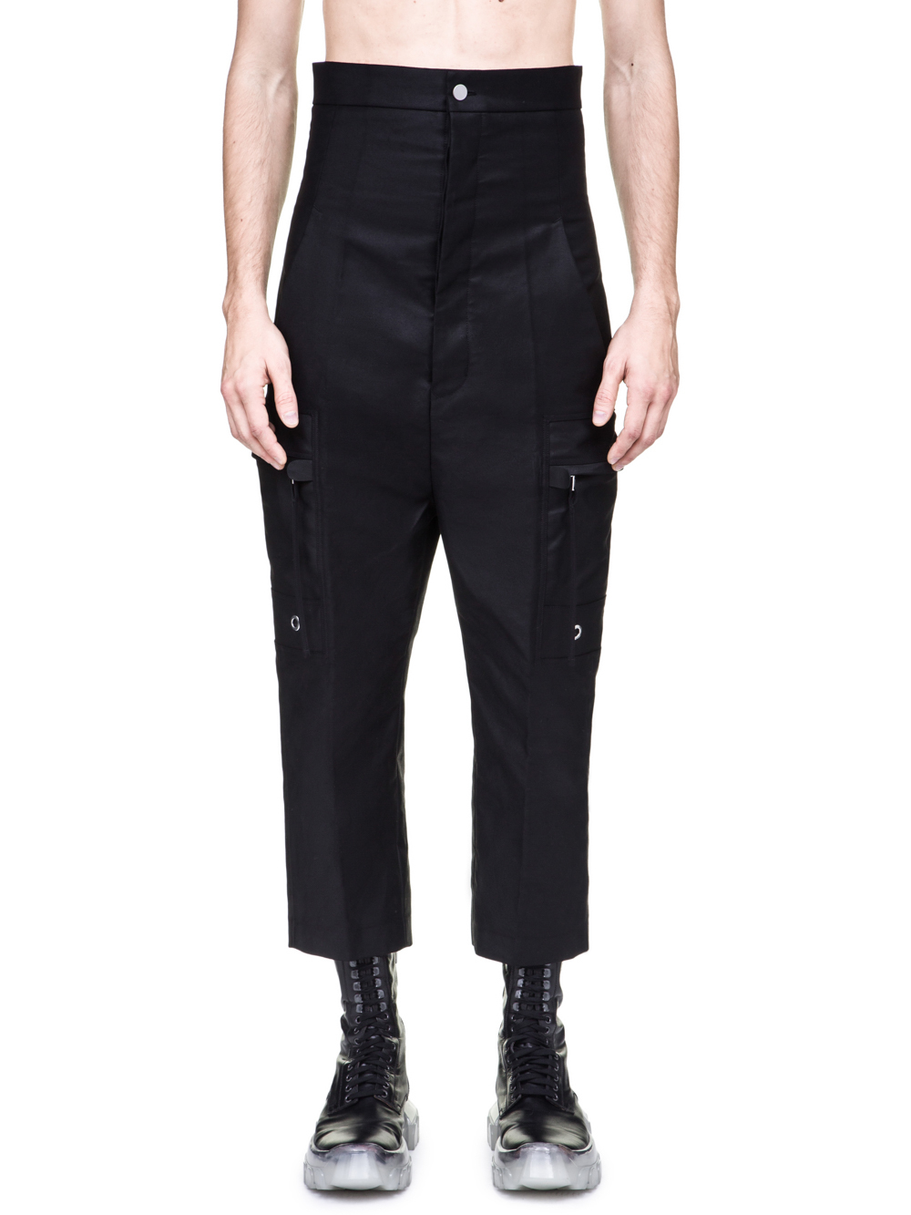 RICK OWENS OFF-THE-RUNWAY CARGO DIRT PANTS IN BLACK