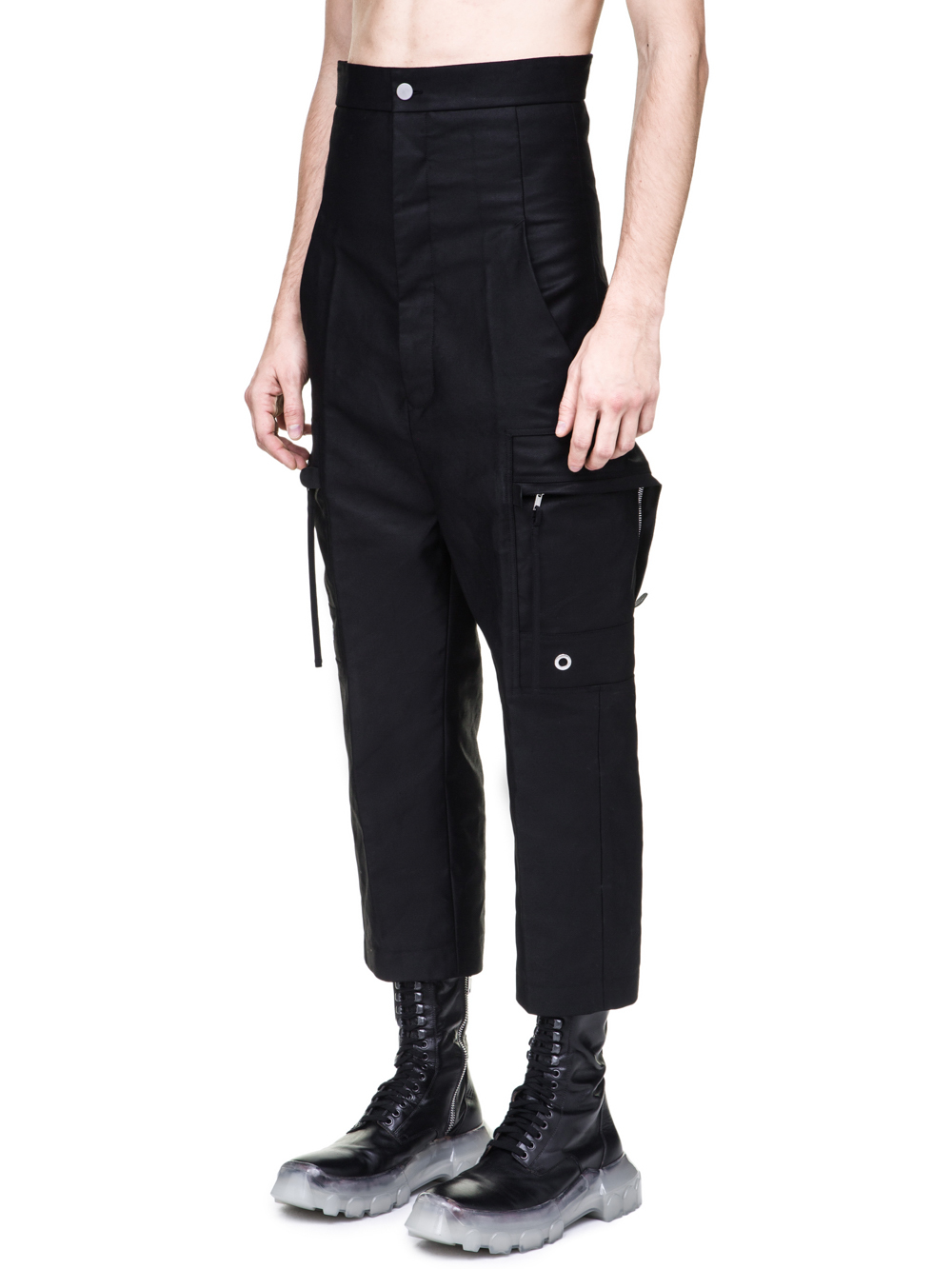 RICK OWENS OFF-THE-RUNWAY CARGO DIRT PANTS IN BLACK
