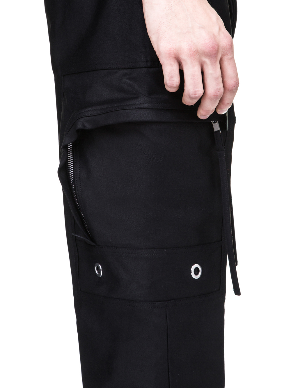 RICK OWENS OFF-THE-RUNWAY CARGO DIRT PANTS IN BLACK