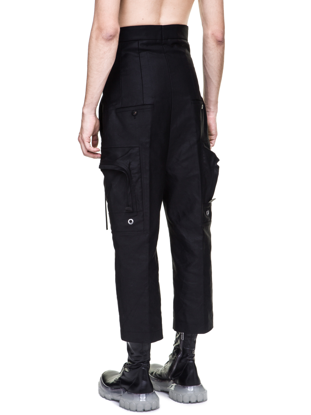 RICK OWENS OFF-THE-RUNWAY CARGO DIRT PANTS IN BLACK