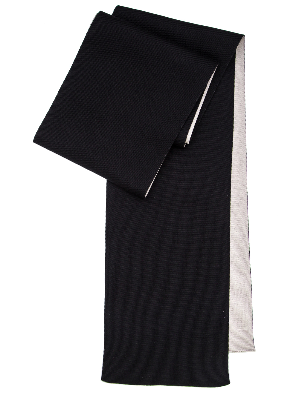 RICK OWENS OFF-THE-RUNWAY CASHBOARD SCARF IN PEARL BEIGE AND BLACK SCULPTURE KNIT