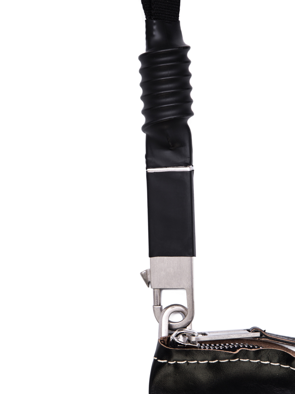 RICK OWENS OFF-THE-RUNWAY NECKWALLET IN BLACK HORSE LEATHER