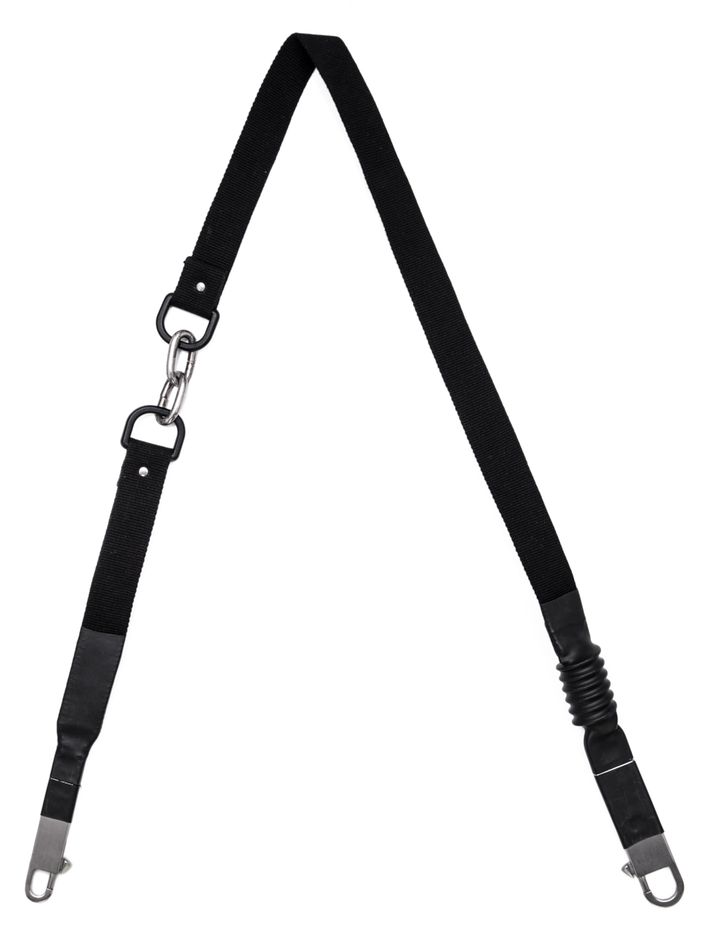 RICK OWENS OFF-THE-RUNWAY 2 LINKS LONG IN BLACK IS A LONG AND THIN SHOULDER STRAP