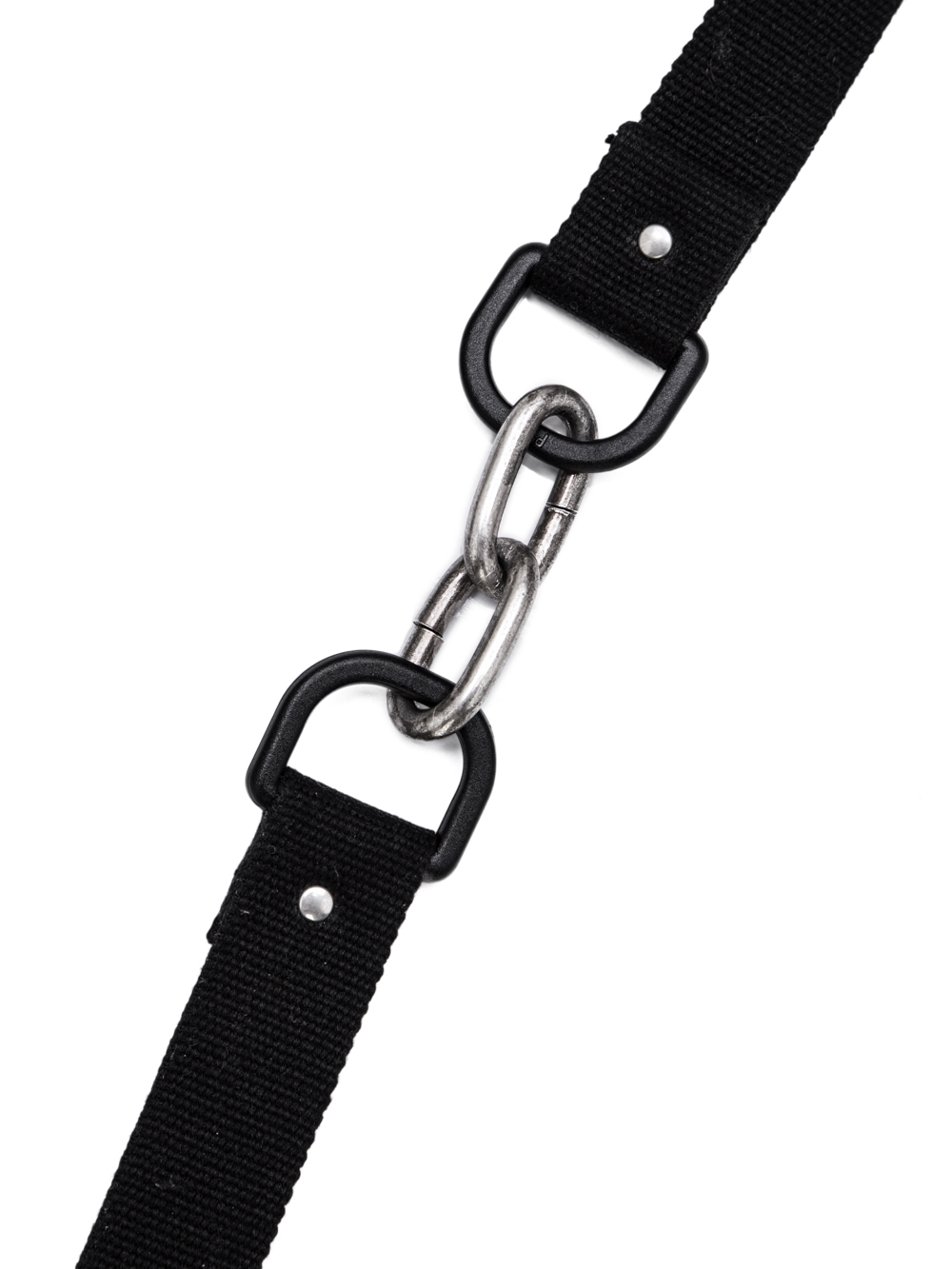RICK OWENS OFF-THE-RUNWAY 2 LINKS LONG IN BLACK IS A LONG AND THIN SHOULDER STRAP