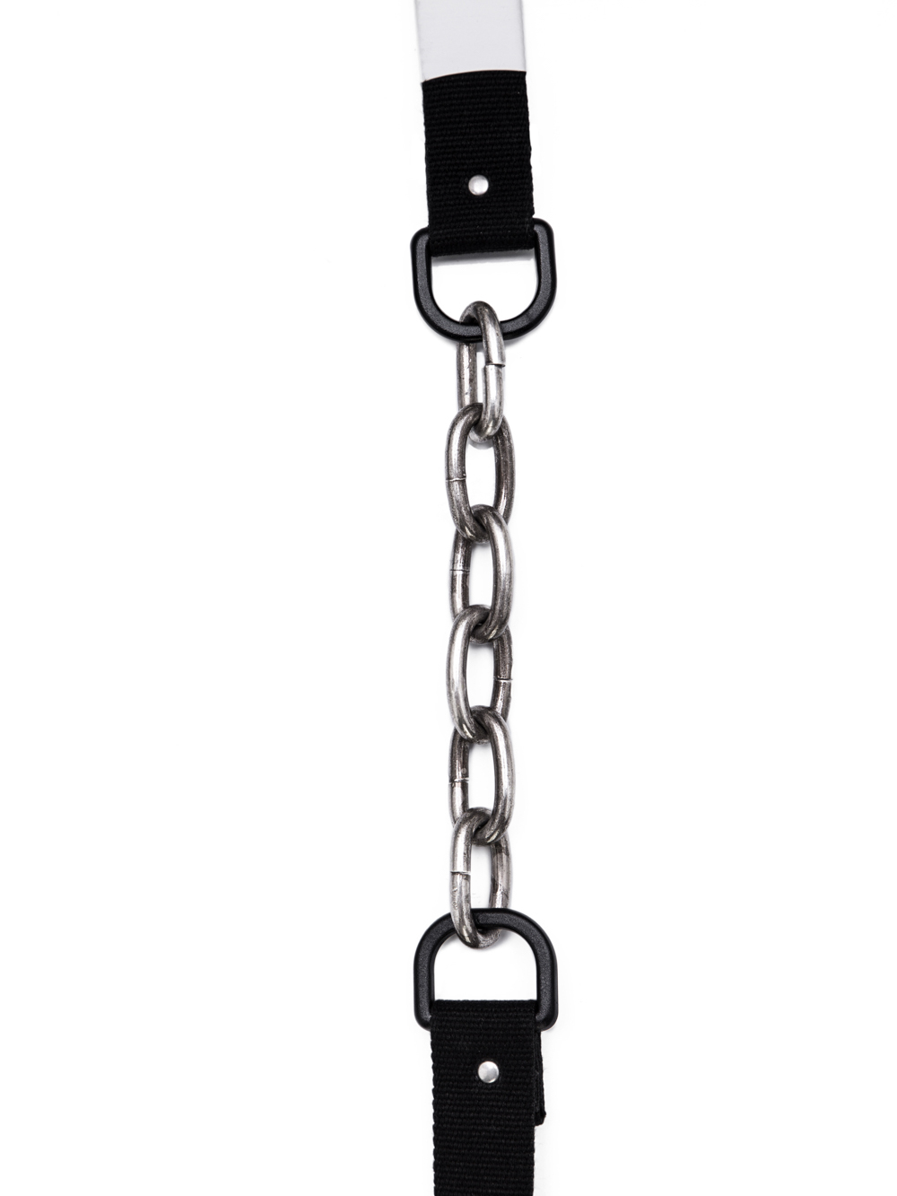 RICK OWENS OFF-THE-RUNWAY 6 LINKS IN BLACK IS A MID-LENGTH AND THIN SHOULDER STRAP