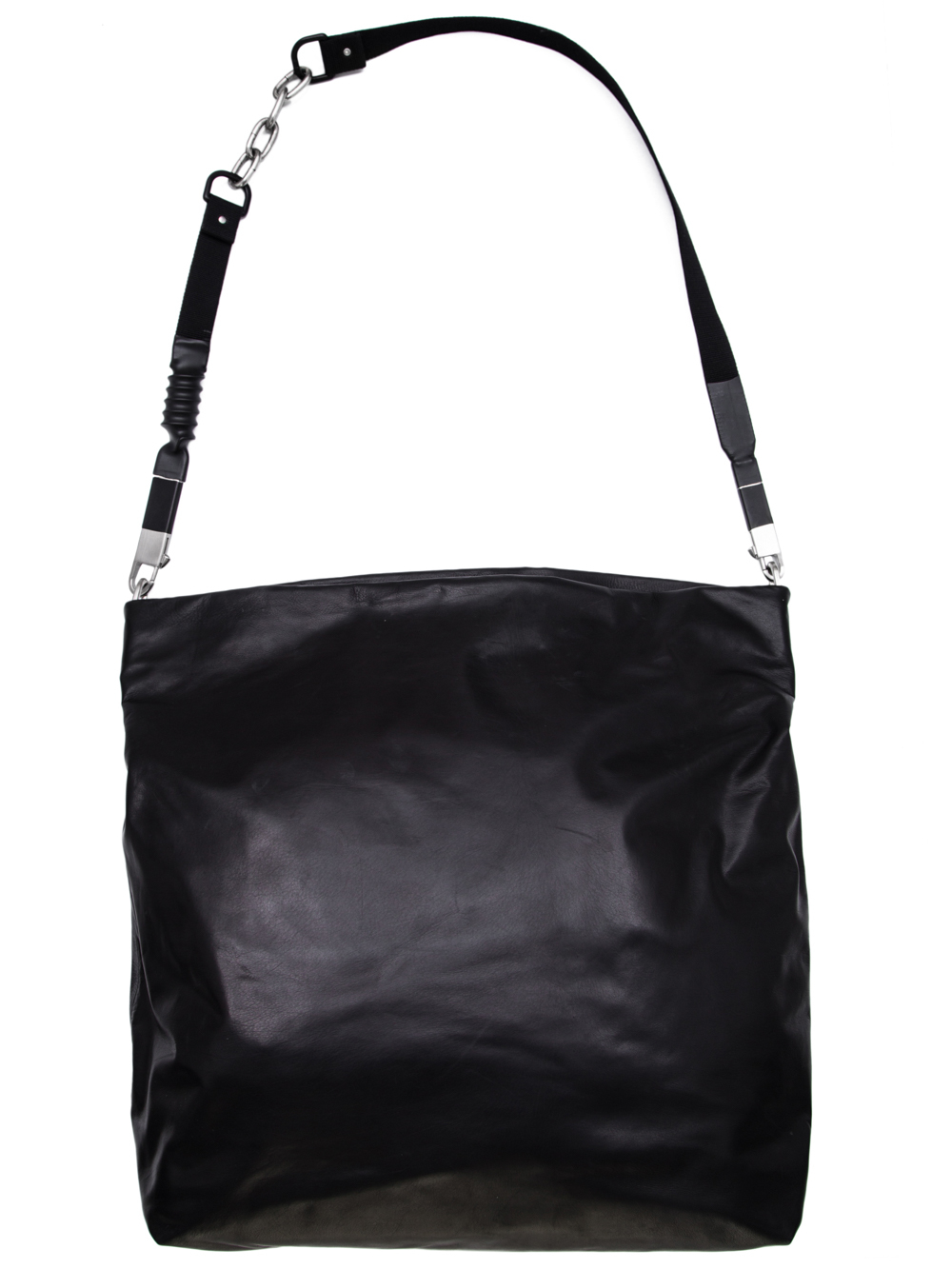 RICK OWENS OFF-THE-RUNWAY MEGA MAIL BAG IN BLACK BABY CALF LEATHER