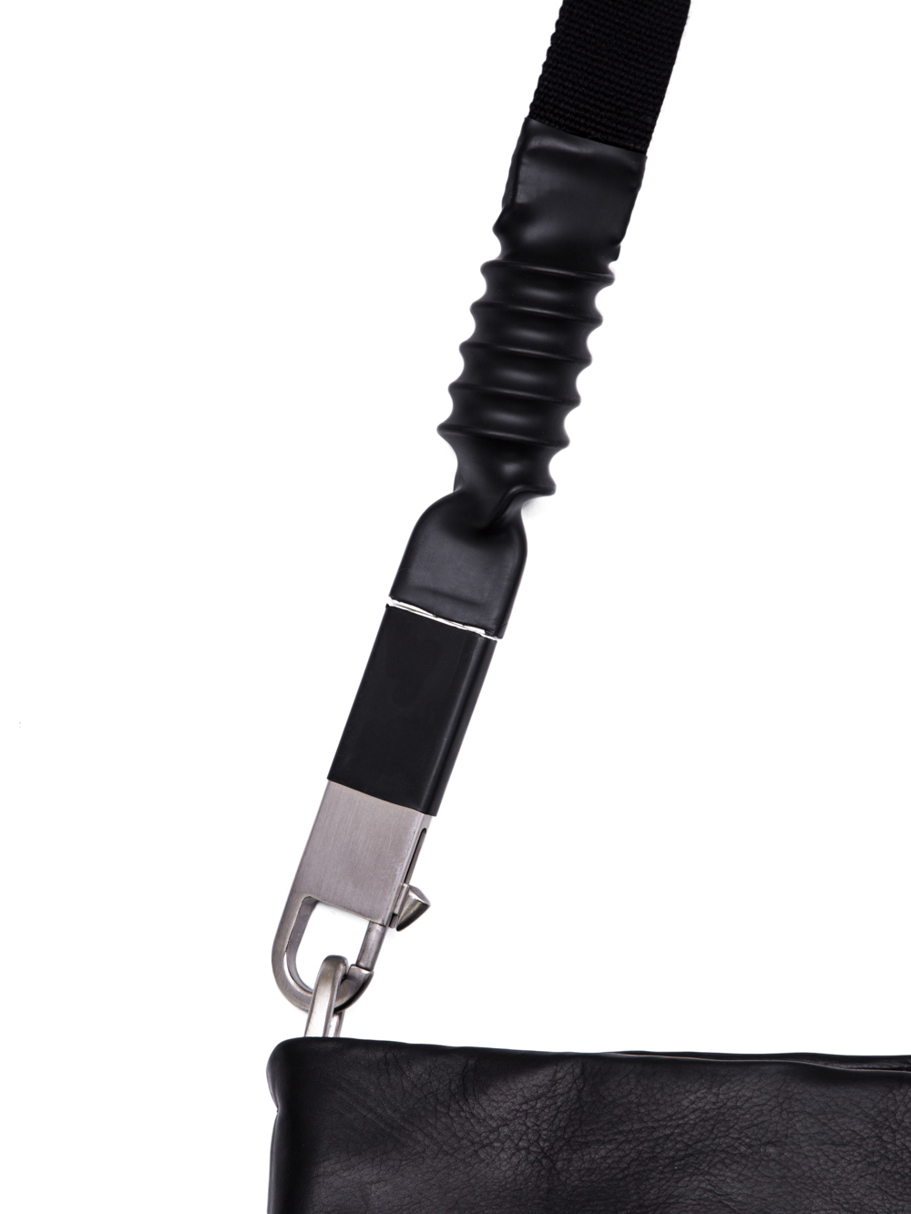 RICK OWENS OFF-THE-RUNWAY MEGA MAIL BAG IN BLACK BABY CALF LEATHER