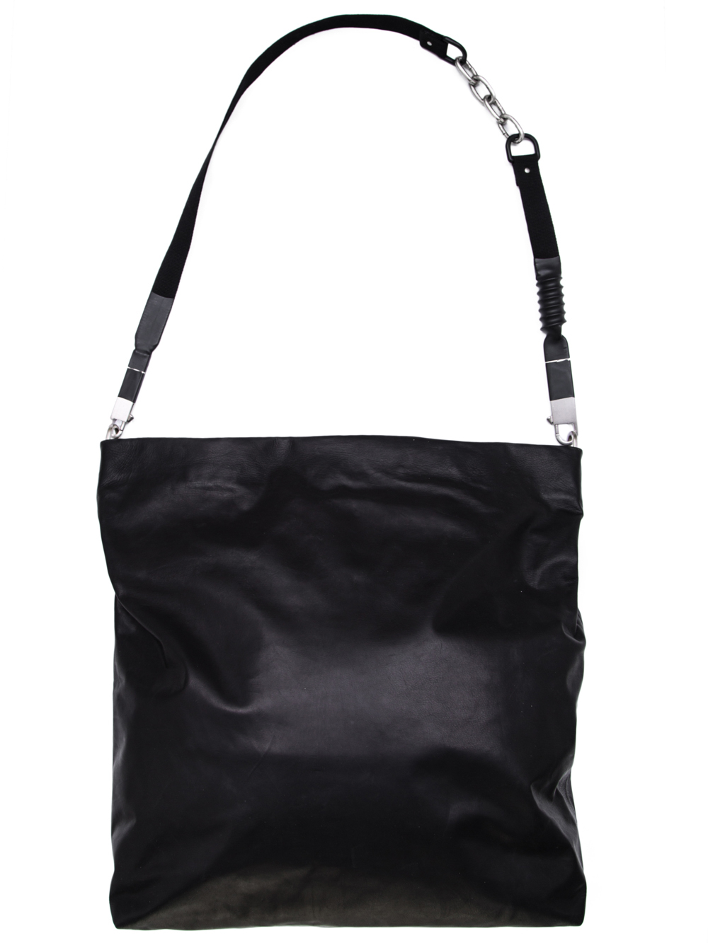 RICK OWENS OFF-THE-RUNWAY MEGA MAIL BAG IN BLACK BABY CALF LEATHER