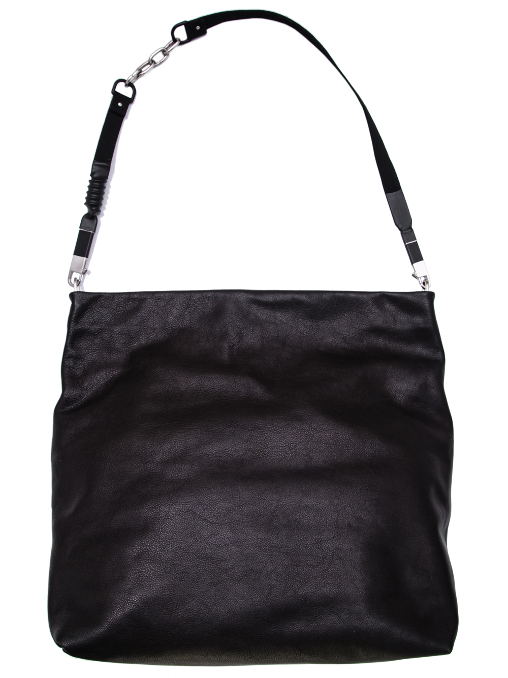 RICK OWENS OFF-THE-RUNWAY JUMBO BALOON BAG IN BLACK CALF LEATHER
