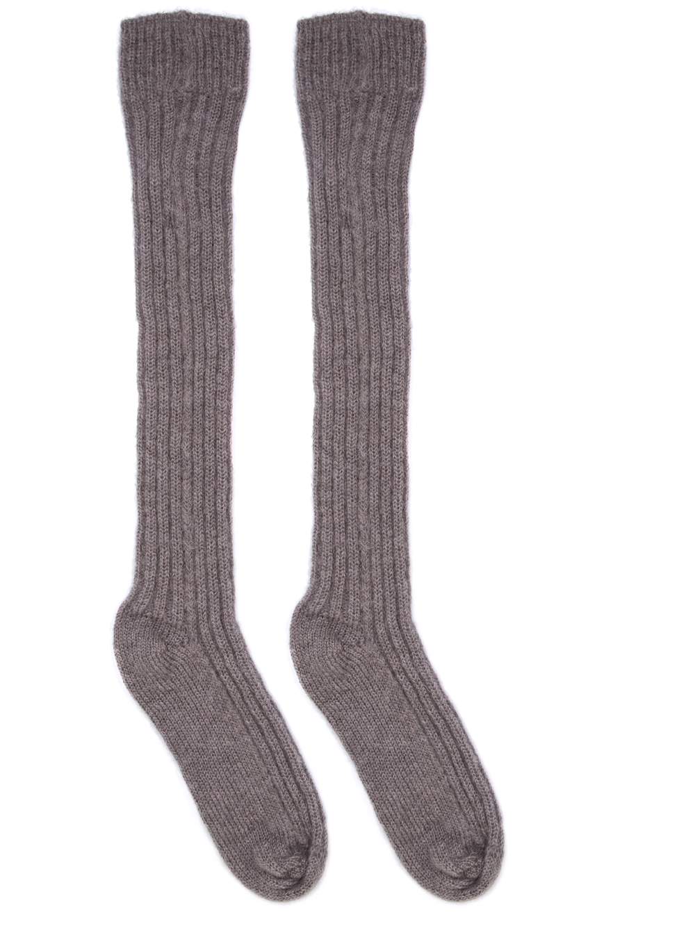 RICK OWENS FW18 SISYPHUS OFF-THE-RUNWAY RIBBED SOCKS IN DUST GREY.