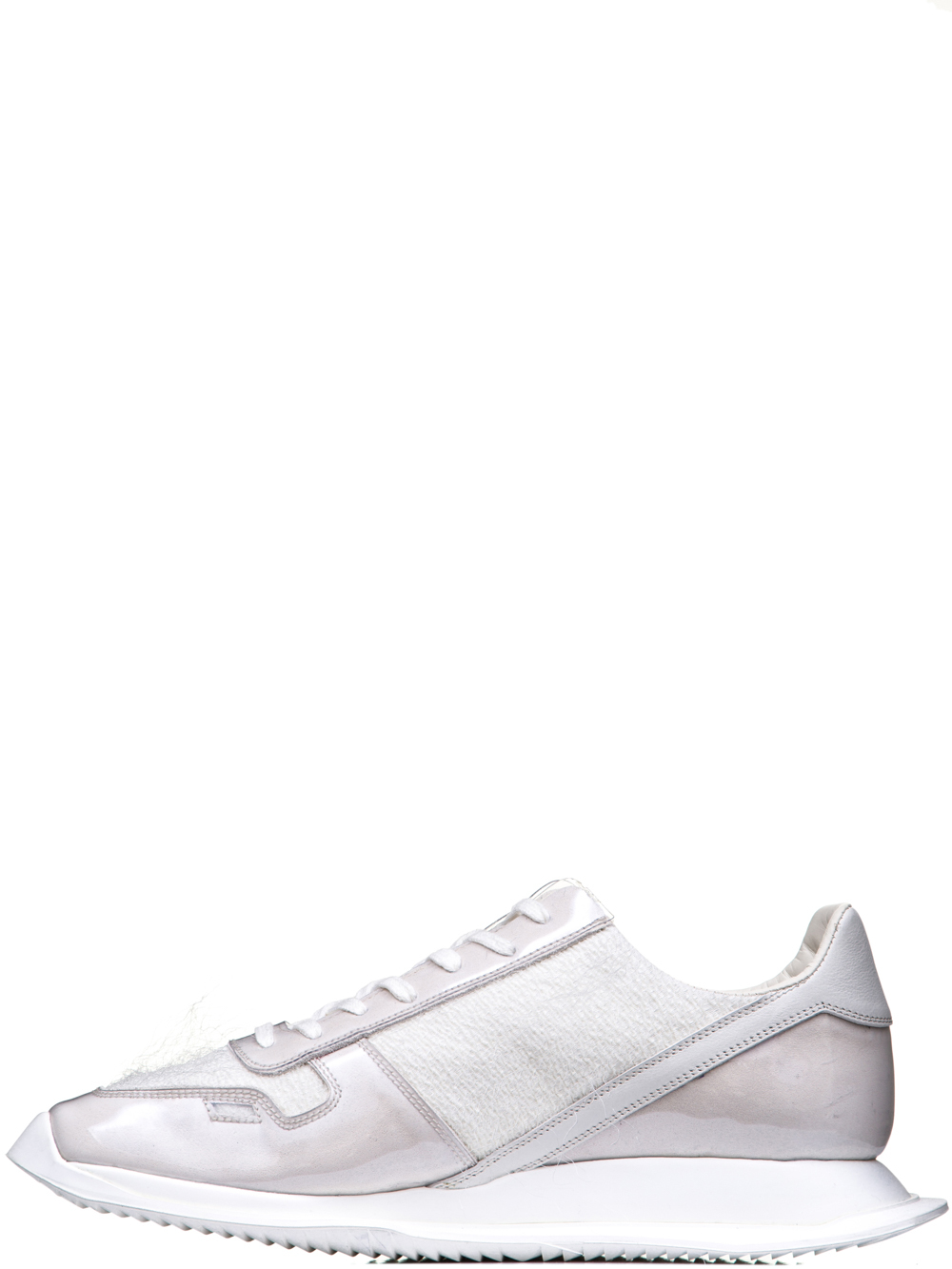 RICK OWENS OFF-THE-RUNWAY LACE UP RUNNERS IN MILK WHITE