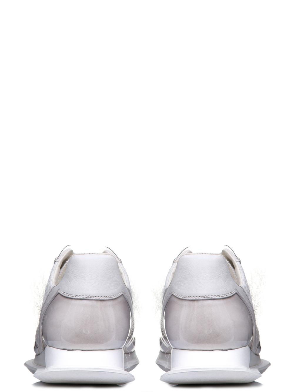 RICK OWENS OFF-THE-RUNWAY LACE UP RUNNERS IN MILK WHITE