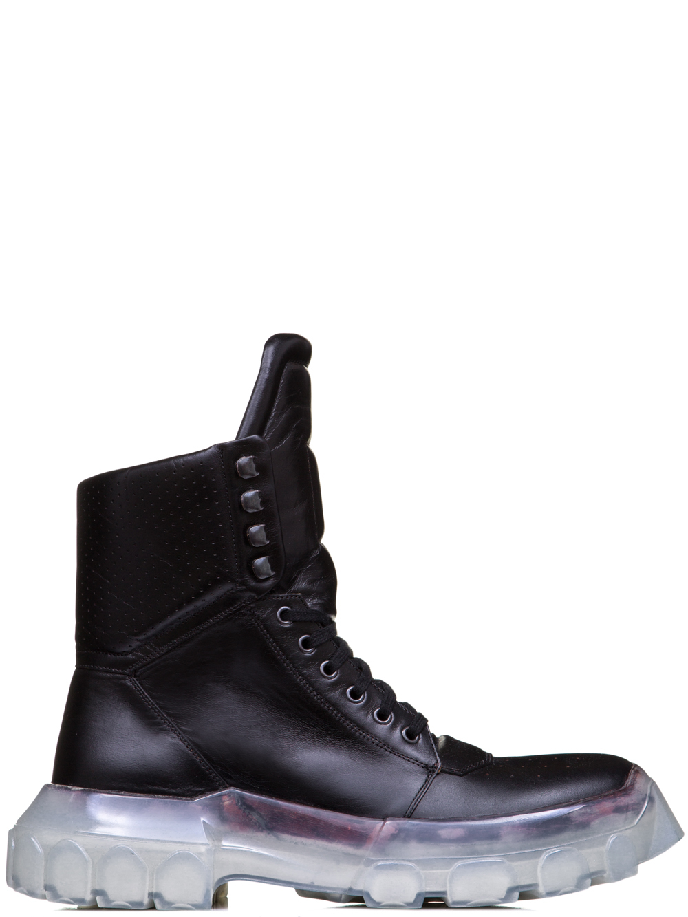RICK OWENS OFF-THE-RUNWAY TRACTOR DUNK BOOTS IN BLACK