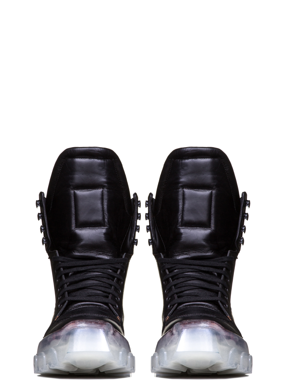 RICK OWENS OFF-THE-RUNWAY TRACTOR DUNK BOOTS IN BLACK