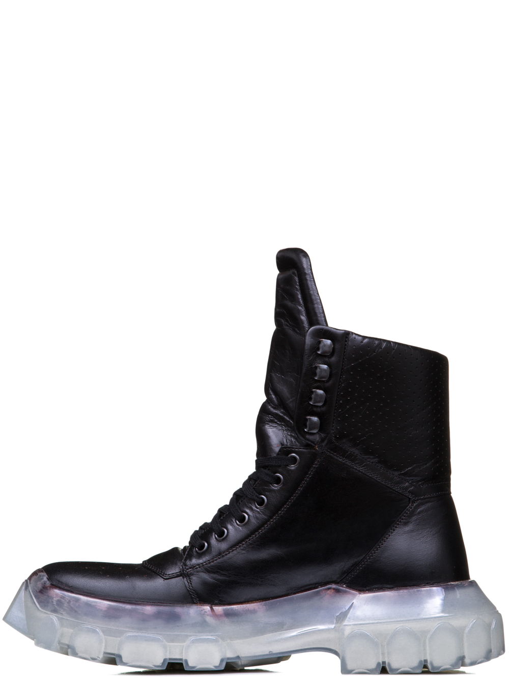 RICK OWENS OFF-THE-RUNWAY TRACTOR DUNK BOOTS IN BLACK