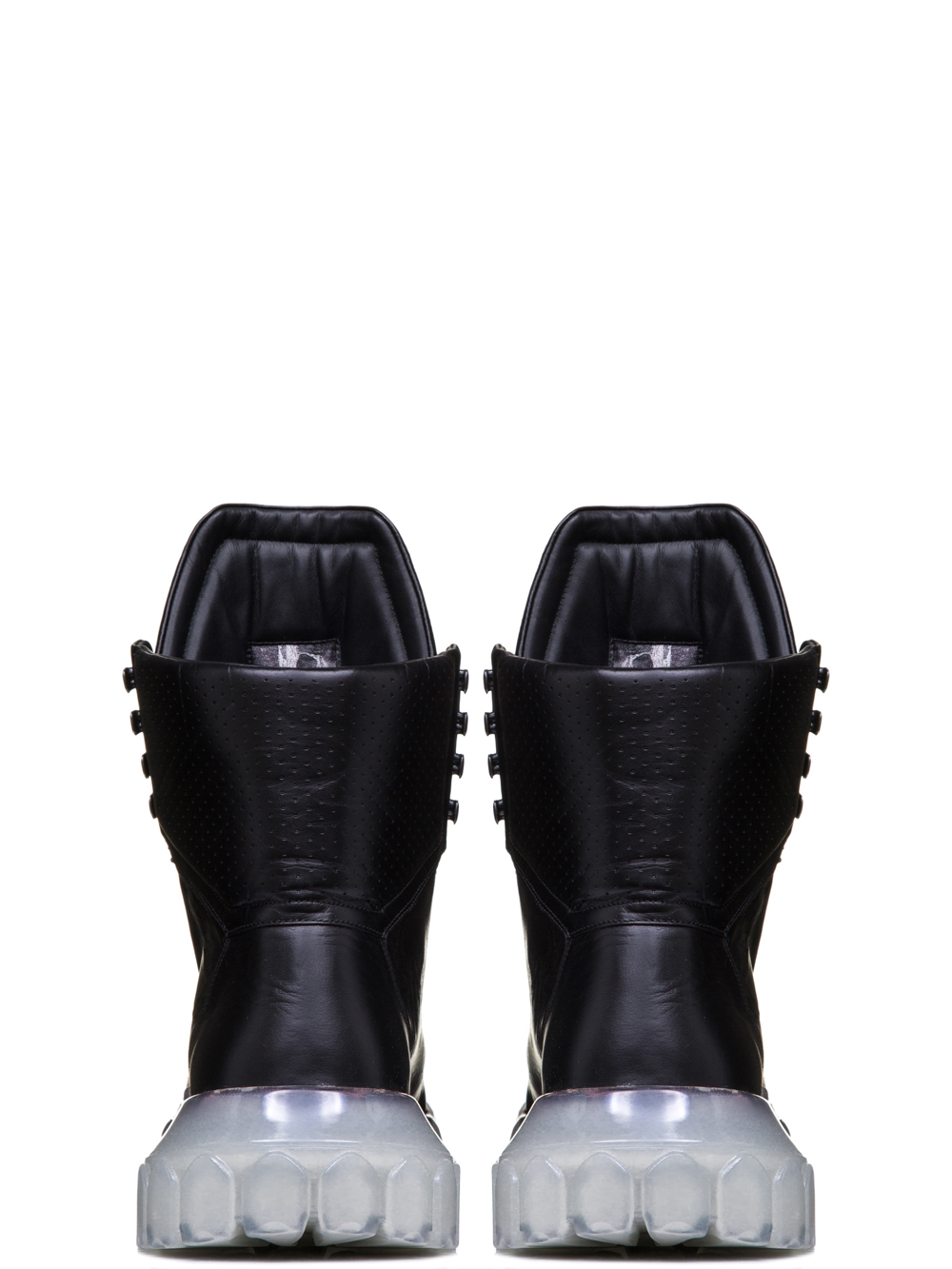 RICK OWENS OFF-THE-RUNWAY TRACTOR DUNK BOOTS IN BLACK