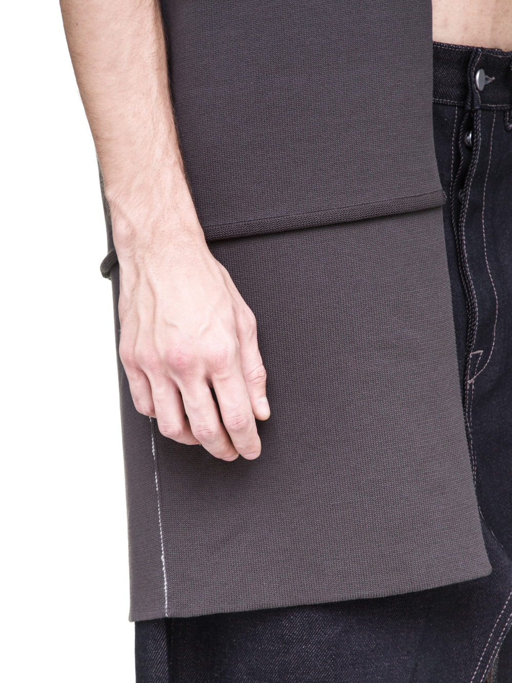 RICK OWENS OFF-THE-RUNWAY MANTLE TOP IN GREY AND BEIGE