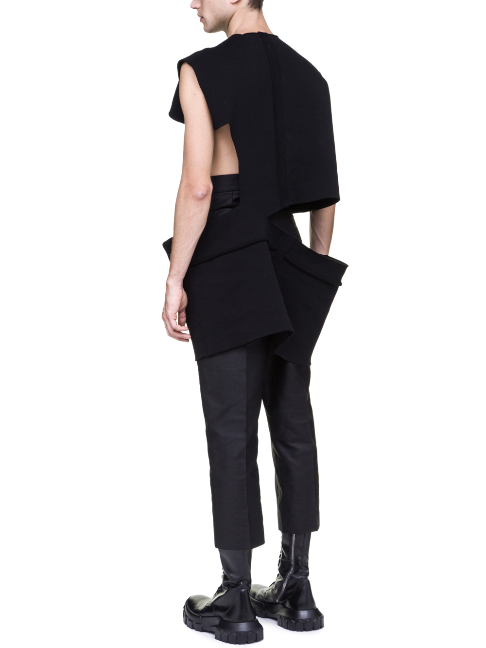 RICK OWENS OFF-THE-RUNWAY MINISHRED TOP IN BLACK SCULPTURE KNIT