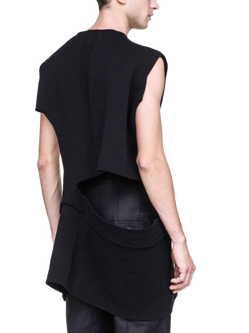 RICK OWENS OFF-THE-RUNWAY MINISHRED TOP IN BLACK SCULPTURE KNIT