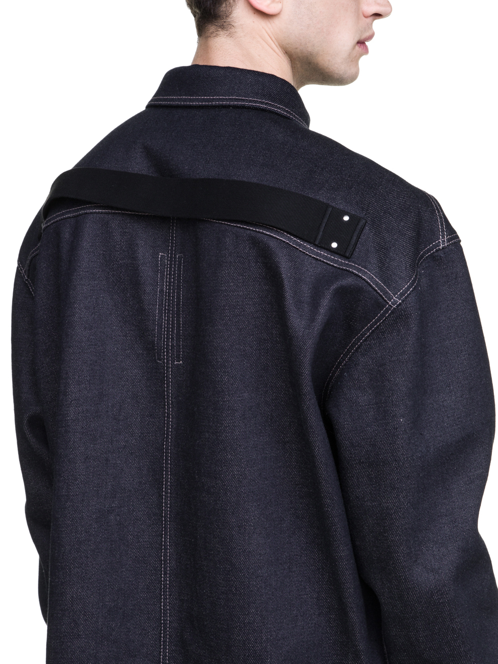 RICK OWENS OFF-THE-RUNWAY OVERSIZED OUTER SHIRT IN 18OZ INDIGO DIRTY WEFT DENIM