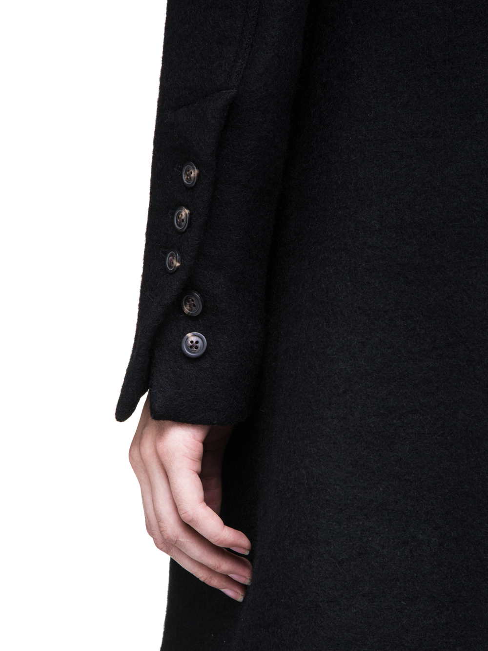 RICK OWENS MILITARY PEA COAT IN BLACK BOILED WOOL