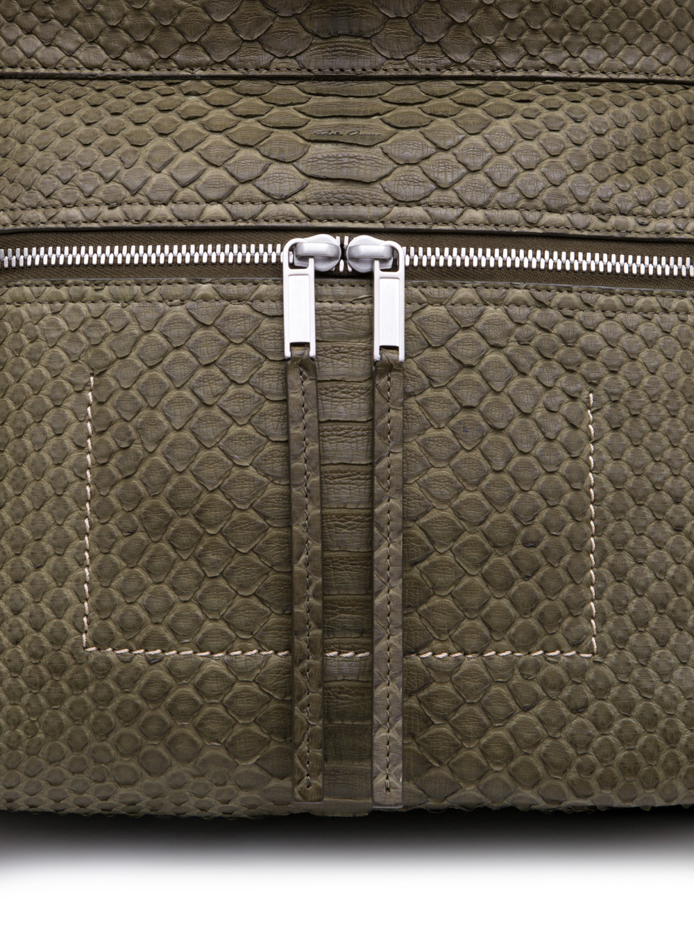 RICK OWENS BACKPACK IN DIRTY GREEN PYTHON LEATHER