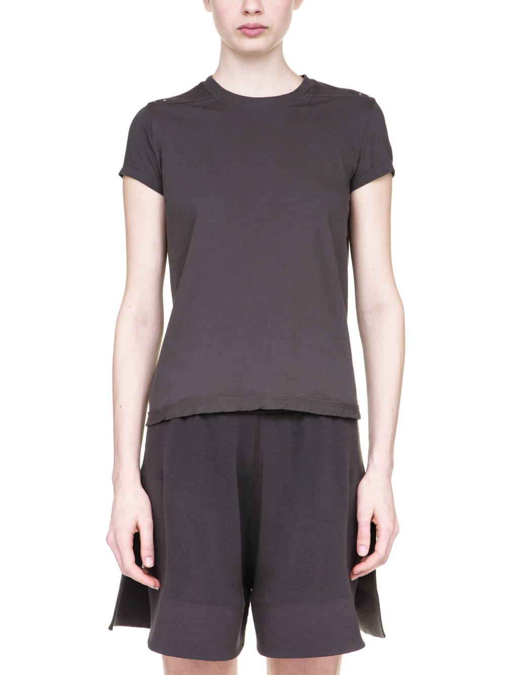 RICK OWENS OFF-THE-RUNWAY ONE SHOULDER TEE IN GREY