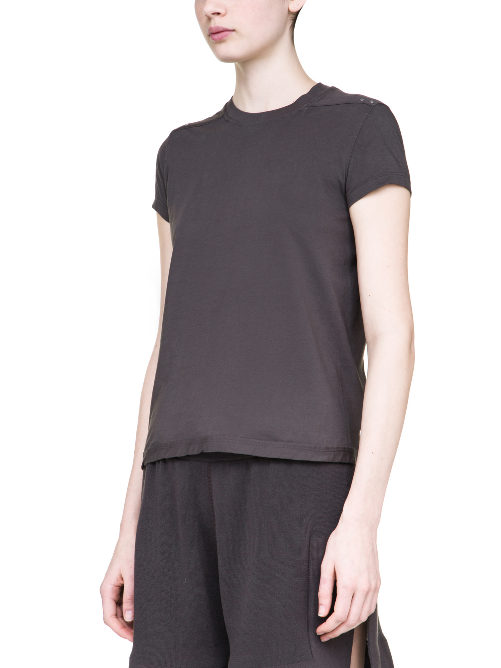 RICK OWENS OFF-THE-RUNWAY ONE SHOULDER TEE IN GREY