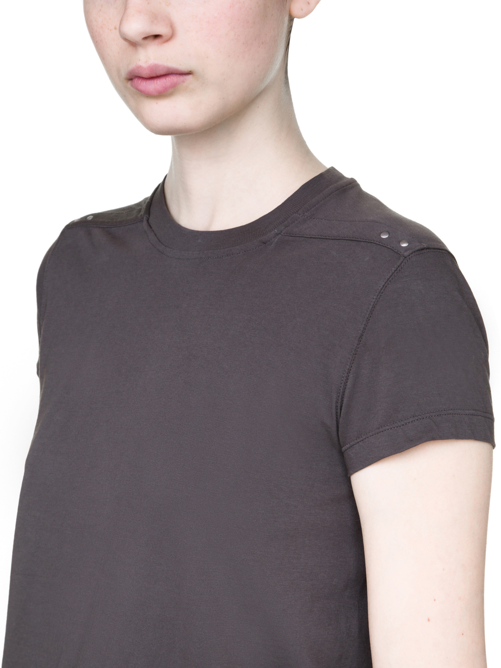 RICK OWENS OFF-THE-RUNWAY ONE SHOULDER TEE IN GREY