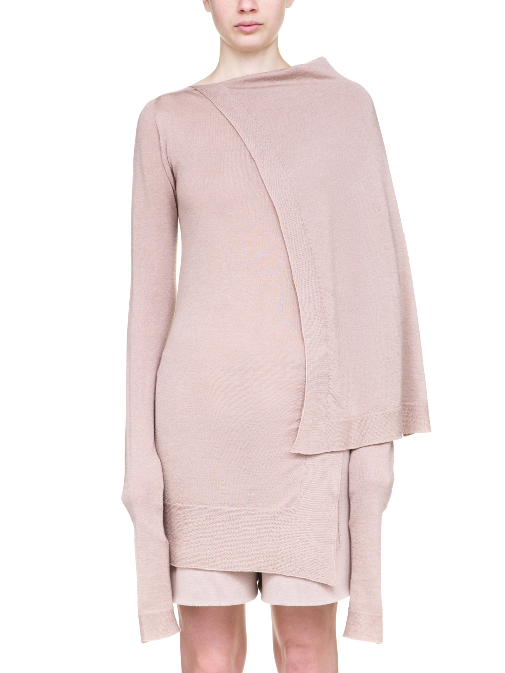 RICK OWENS OFF-THE-RUNWAY CAPE TUNIC IN PETAL PINK S