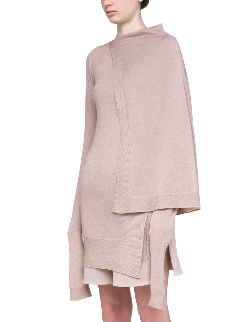 RICK OWENS OFF-THE-RUNWAY CAPE TUNIC IN PETAL PINK S