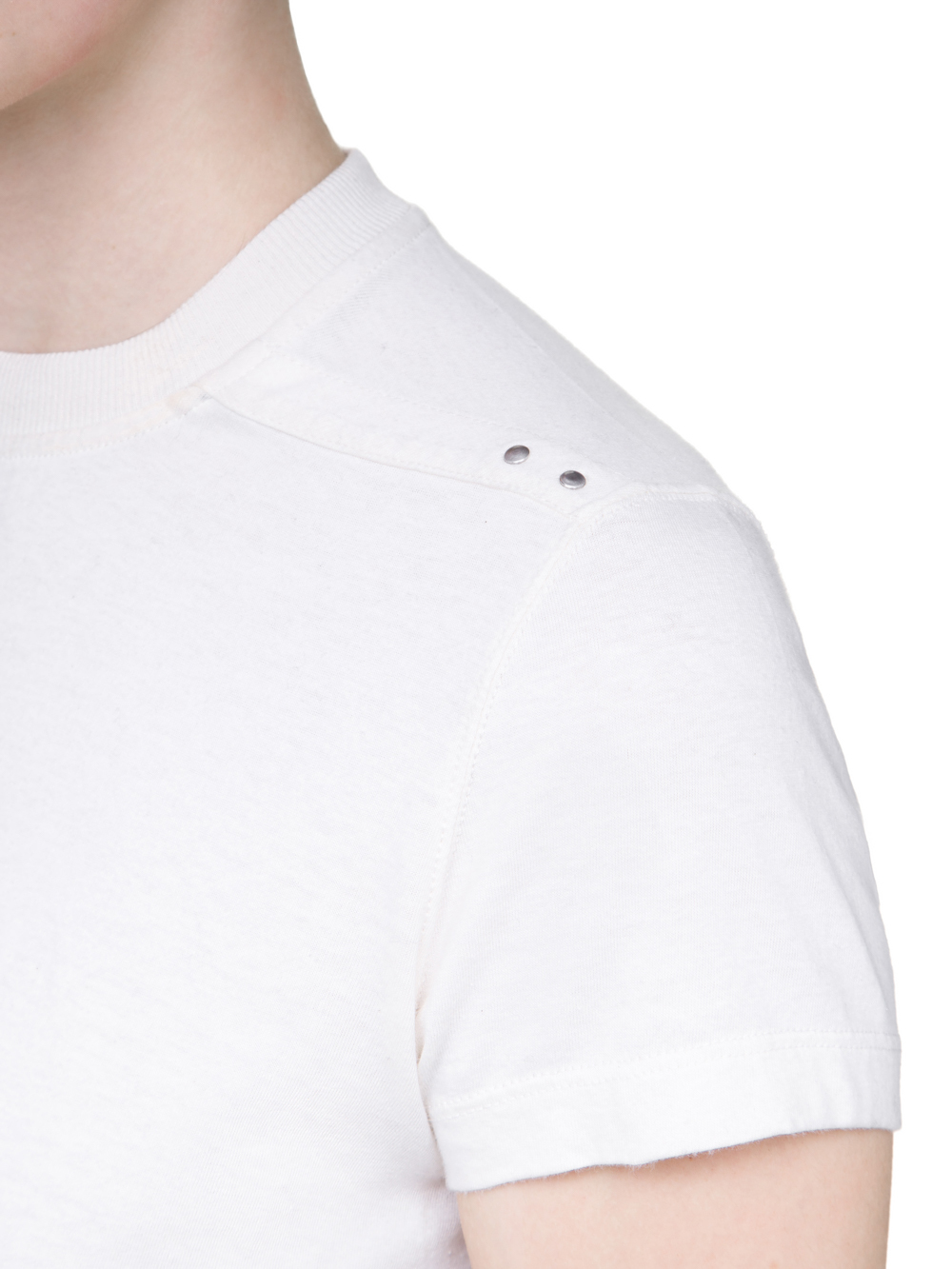 RICK OWENS OFF-THE-RUNWAY TIGHT RIVET TEE IN NATURAL MEDIUMWEIGHT COTTON JERSEY