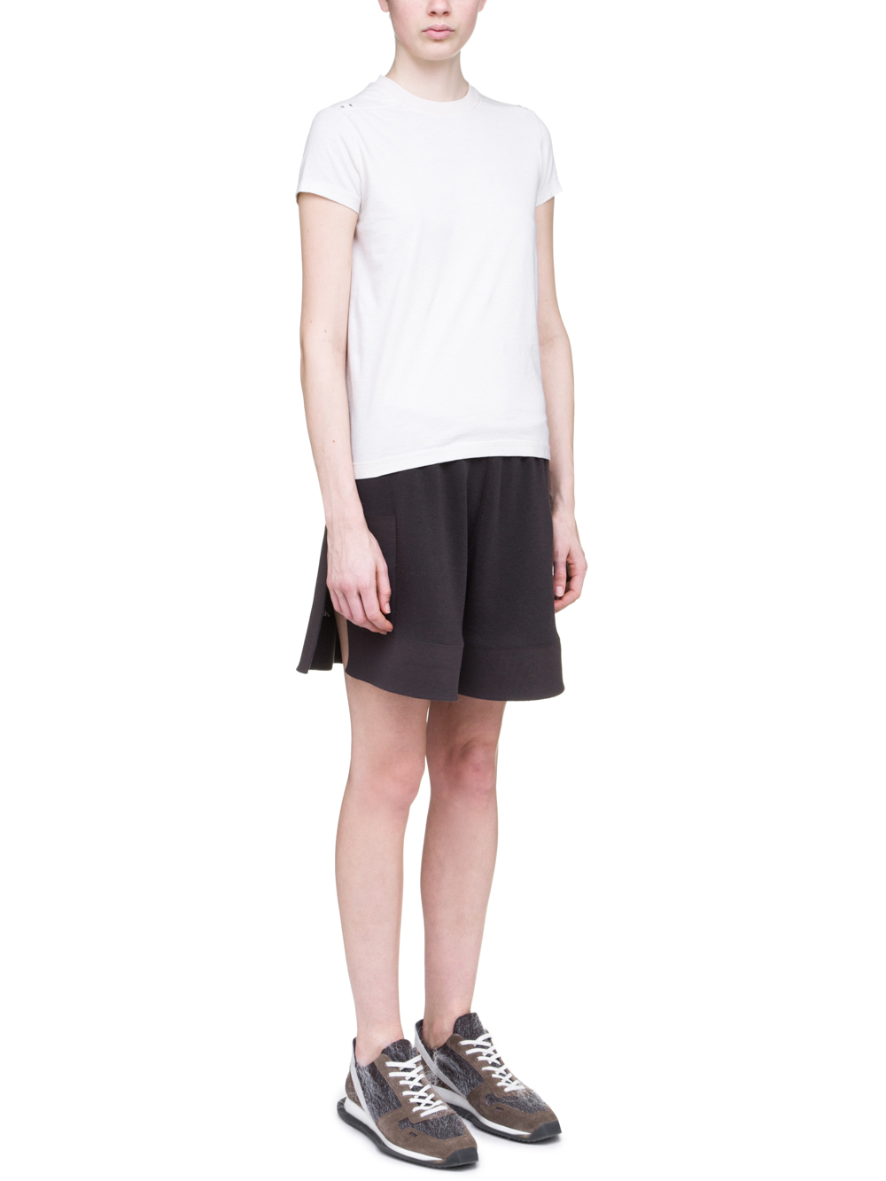 RICK OWENS OFF-THE-RUNWAY TIGHT RIVET TEE IN NATURAL MEDIUMWEIGHT COTTON JERSEY