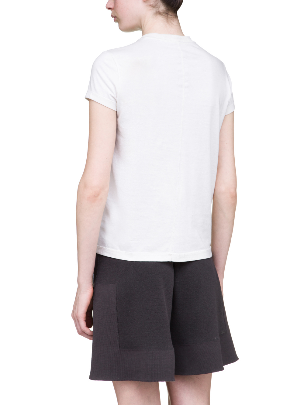 RICK OWENS OFF-THE-RUNWAY TIGHT RIVET TEE IN NATURAL MEDIUMWEIGHT COTTON JERSEY